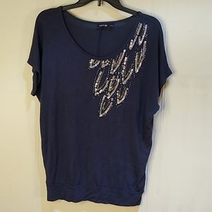 Women's Apt 9 Blue Sequin Top Medium Unused Pristine Condition